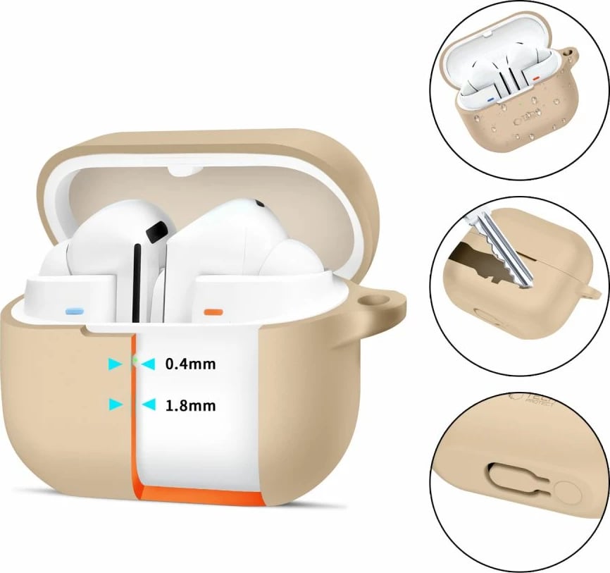 Mbështjellës Tech-Protect për Samsung Galaxy Buds 3 / 3 Pro, silikon, kafe, me karabiner Mbështjellës Tech-Protect për Samsung Galaxy Buds 3 / 3 Pro, silikon, kafe, me karabiner
