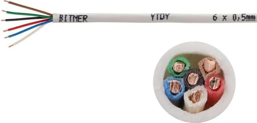 Kabllo alarmi BITNER YTDY 6x0.5, 100M, Bardhë