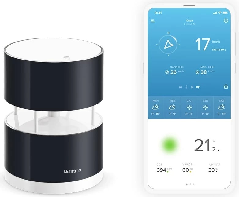 Anemometër i mençur Netatmo, i bardhë