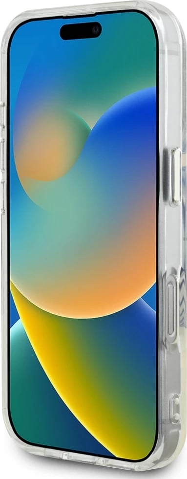 Mbështjellës Guess IML Metal Colored Circle Classic Logo MagSafe për iPhone 16 Pro, zi