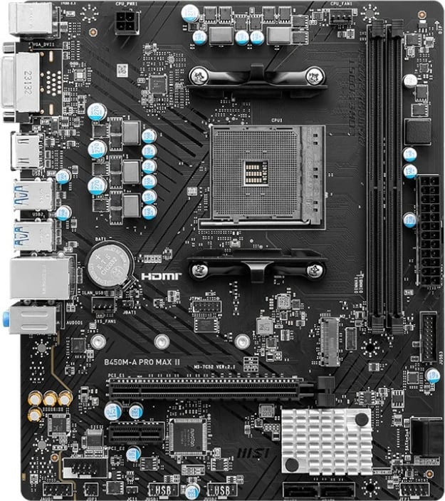 Pllakë amë MSI B450M-A PRO MAX II, AMD, Socket AM4, DDR4, 64 GB