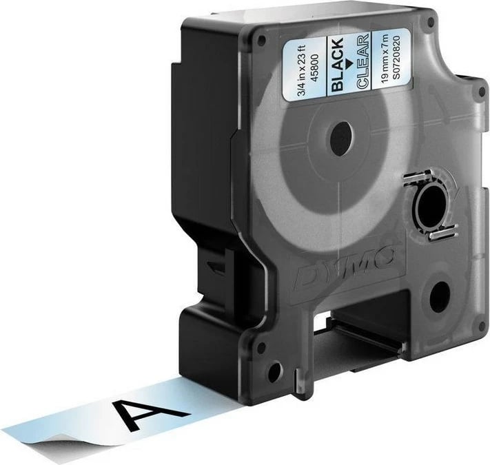 Kasetë etiketuese DYMO D1 Standard, 19mm, E zezë në transparente