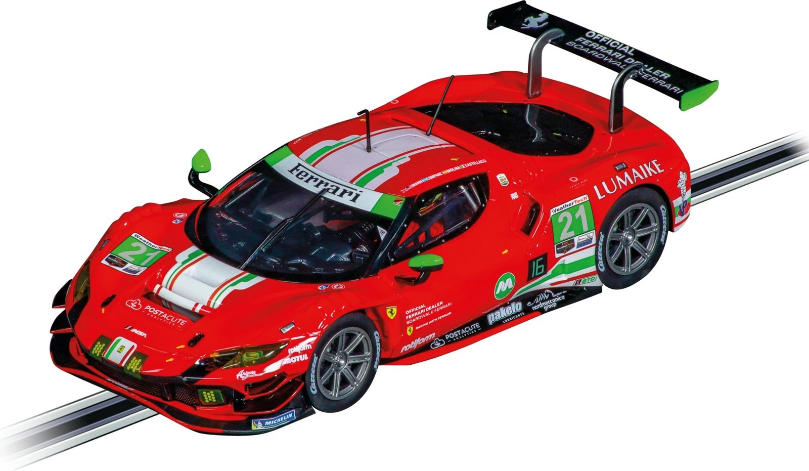 Makine lodër Carrera Ferrari 296 GT3 Digital 124, drita të integruara, multingjyrëshe, 1:24