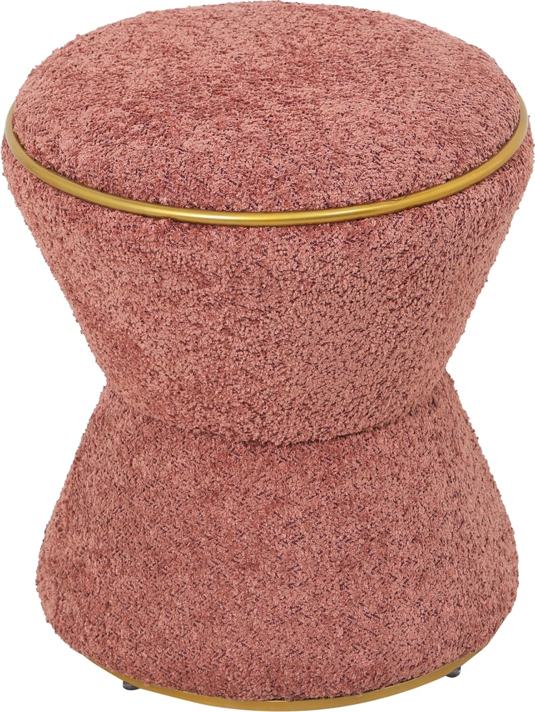 Karrige për bar, pëlhurë boucle rozë, detaj ari, FH9604.12, Φ38.5x43H cm