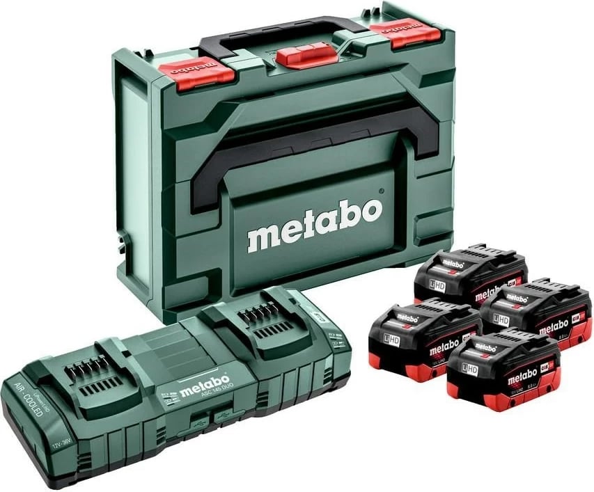 Bateri Metabo 18V 8.0Ah LiHD me karikues, 4 copë, E zezë