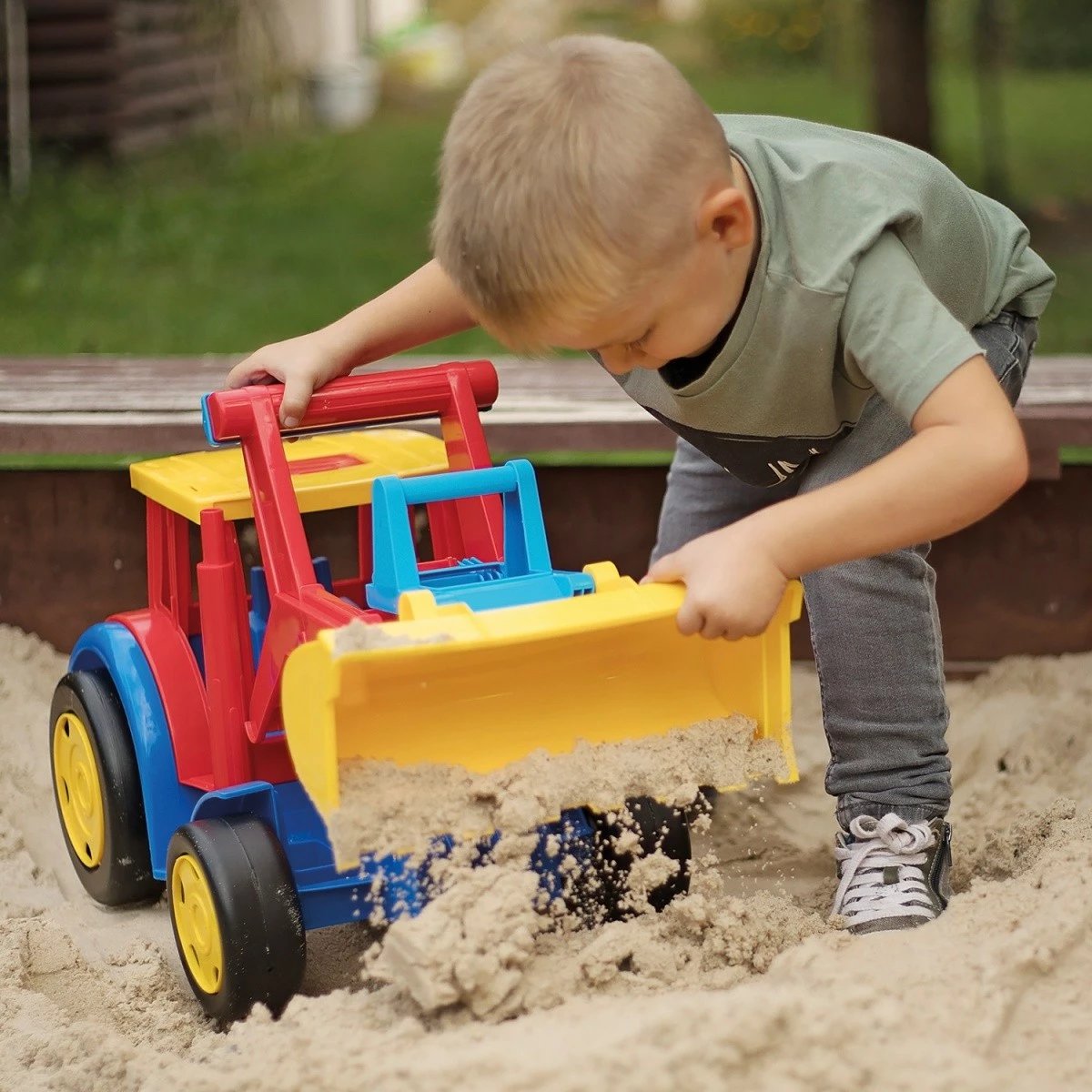 Traktor lodër ngarkues, Wader, Gigant 66009, 60 cm plastikë, kuqe-verdhë