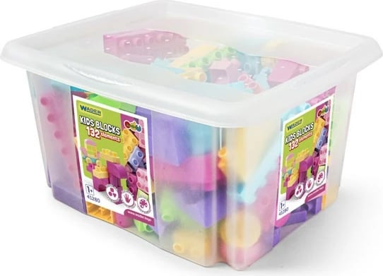 Set blloqesh plastike Wader 132 copë, për vajza, me kuti