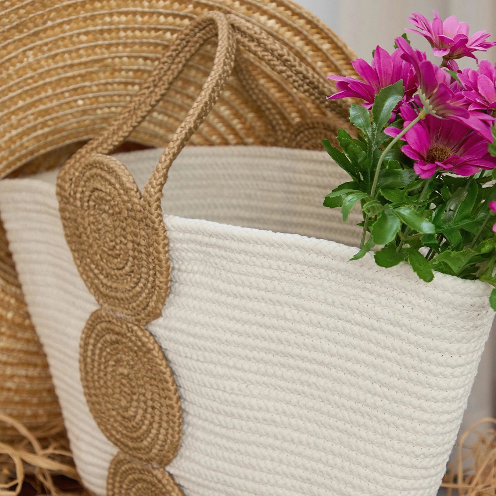 Çantë tote Zoozie Bags, Coco24031, ngjyrë kafe dhe e bardhë, 40x30cm