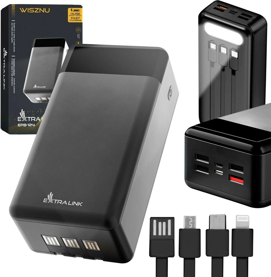 Powerbank Extralink EPB-124 EX.19522, 30000 mAh, e zezë