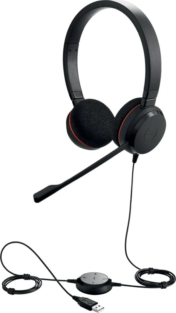 Kufje Jabra Evolve 20 UC Stereo, me kabllo, USB Type-A, të zeza