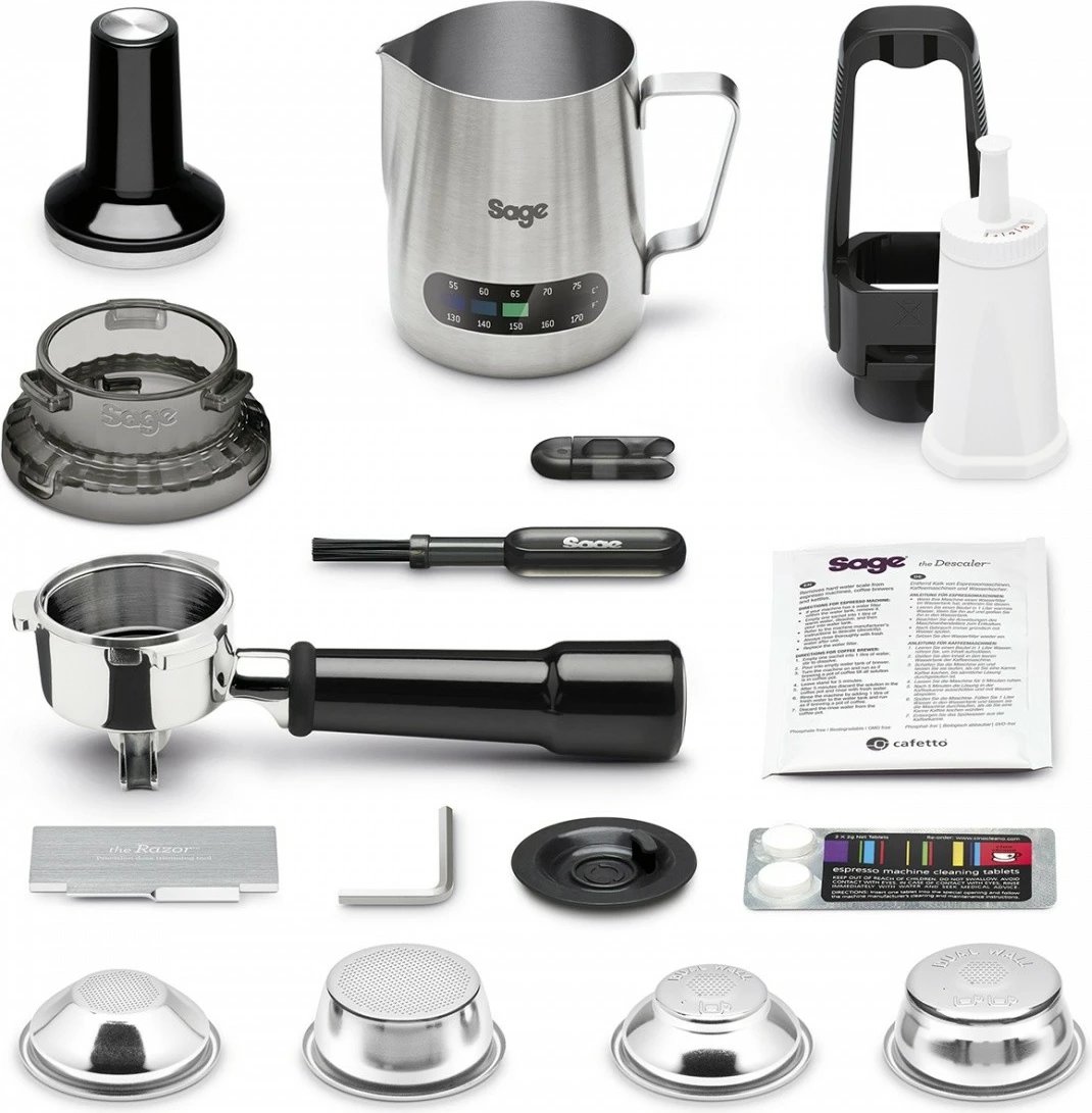 Makineri espresso me presion Sage Barista Express SES875BTR, mulli i integruar 250g, depozitë ujit 2L, 15 bar, shkumues qumështi, e zezë Black Truffle, me Dosing Funnel