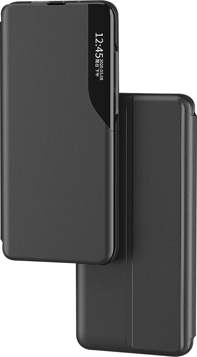 Mbështjellës Hurtel Eco Leather View Case për Xiaomi Redmi Note 12 Pro+, i zi