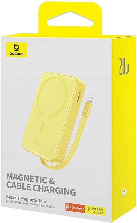 Powerbank Baseus Magnetic Mini 10000mAh, 20W, MagSafe, e verdhë