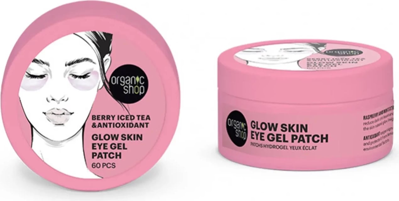 Patch për sy Organic Shop Berry Iced Tea Glow Skin, 60 copë