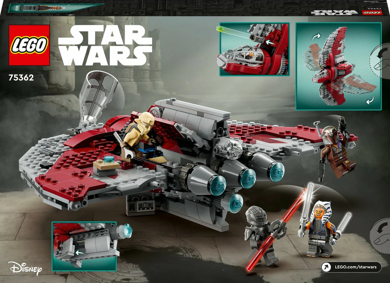 Set ndërtimi LEGO Ahsoka Tano's T-6 Jedi Shuttle, 601 pjesë, shumëngjyrësh