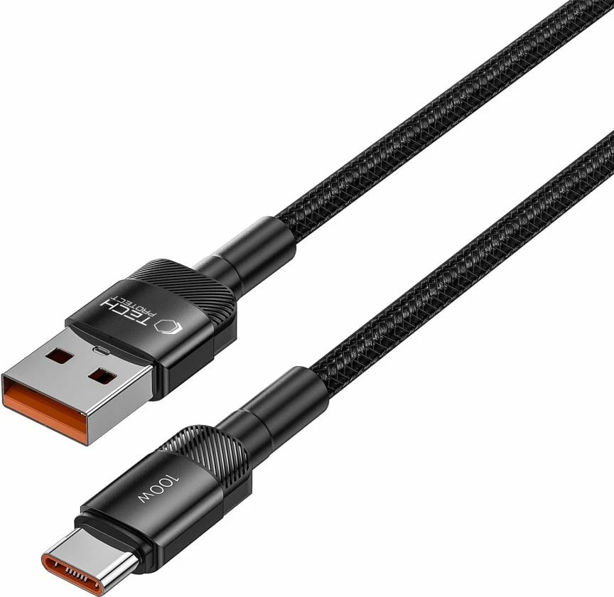 Kabllo Tech-Protect UltraBoost Evo, USB-C në USB-A, 0.25m, 100W, e zezë