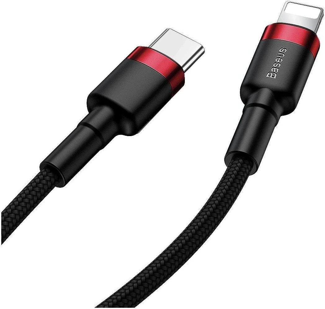 Kabllo Baseus Cafule USB-C do Lightning PD, 18W, 1m, e zezë e kuqe