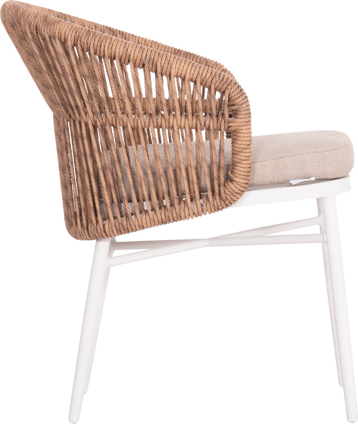 Karrige alumini ALABAMA FH6265.02 ngjyrë e bardhë-P.E. Rattan natyral-jastëk bezhë 58x61x75Hcm