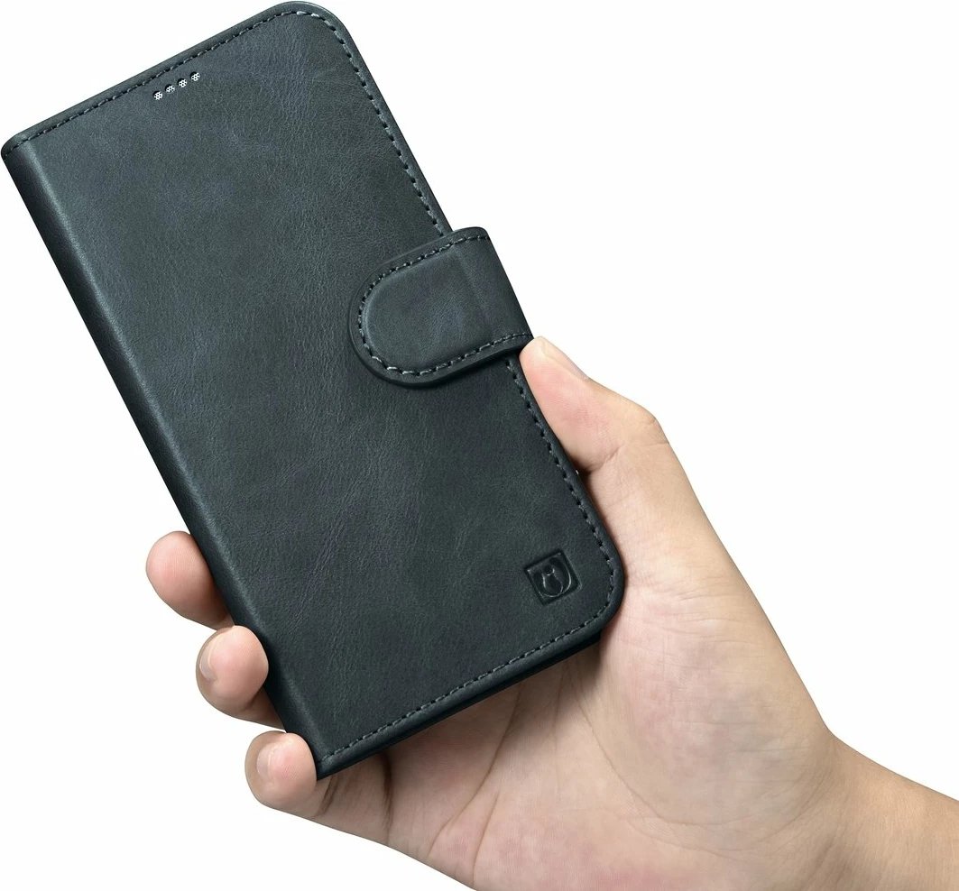 Mbështjellës iCarer Oil Wax Wallet 2in1 për iPhone 14 Plus, lëkurë, Anti-RFID, Blu