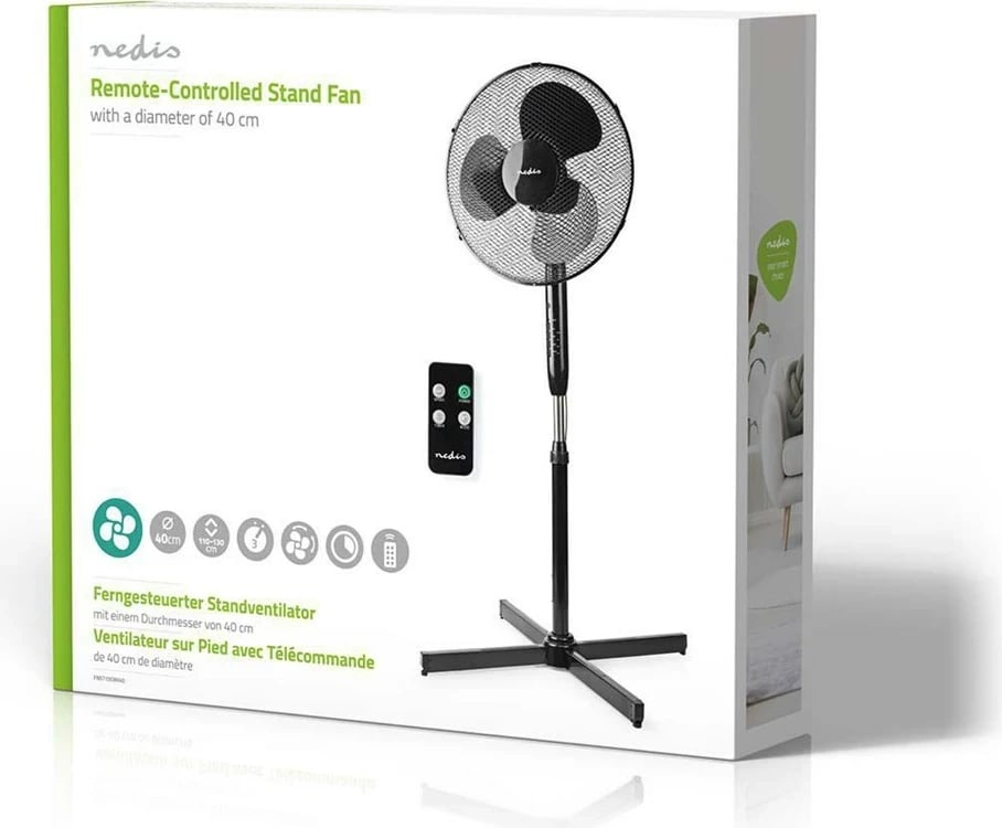 Ventilator Nedis FNST15CBK40, për shtëpi, i zi