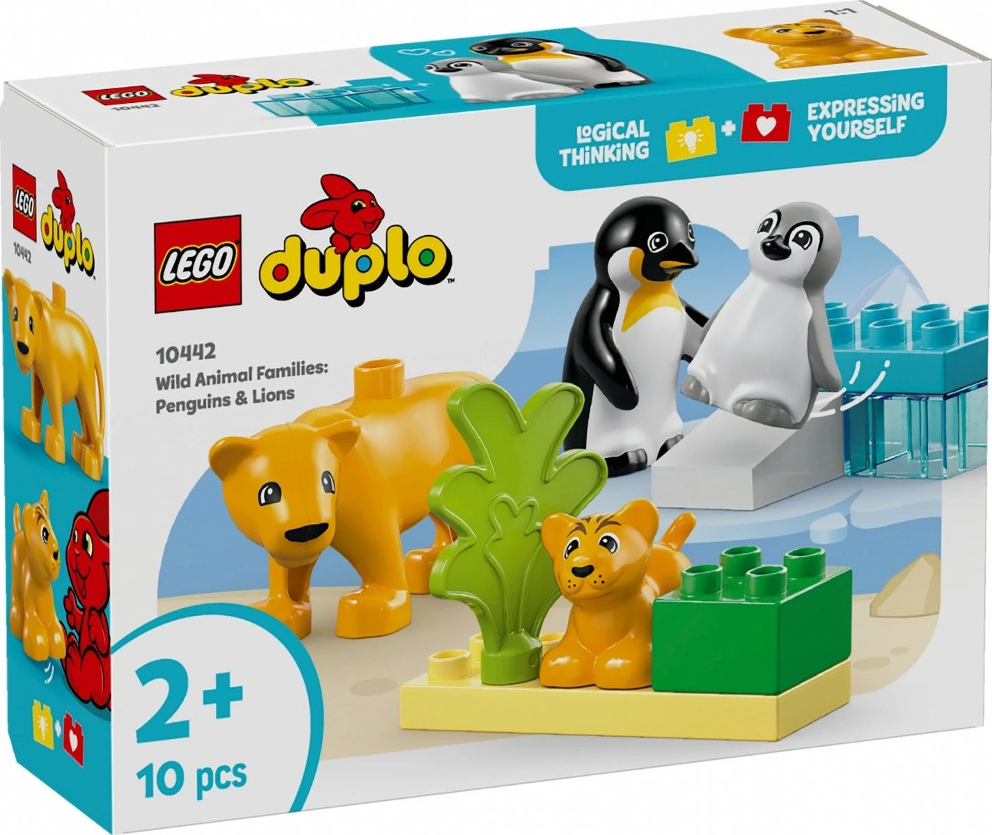 Set lodrash LEGO DUPLO 10442 Wild Animal Families: Penguins & Lions, 10 pjesë, për fëmijë 2+