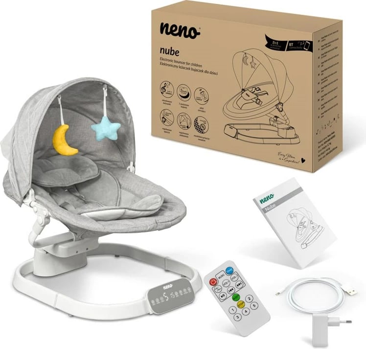 Lëkundës elektronik neno NUBE për fëmijë, gri