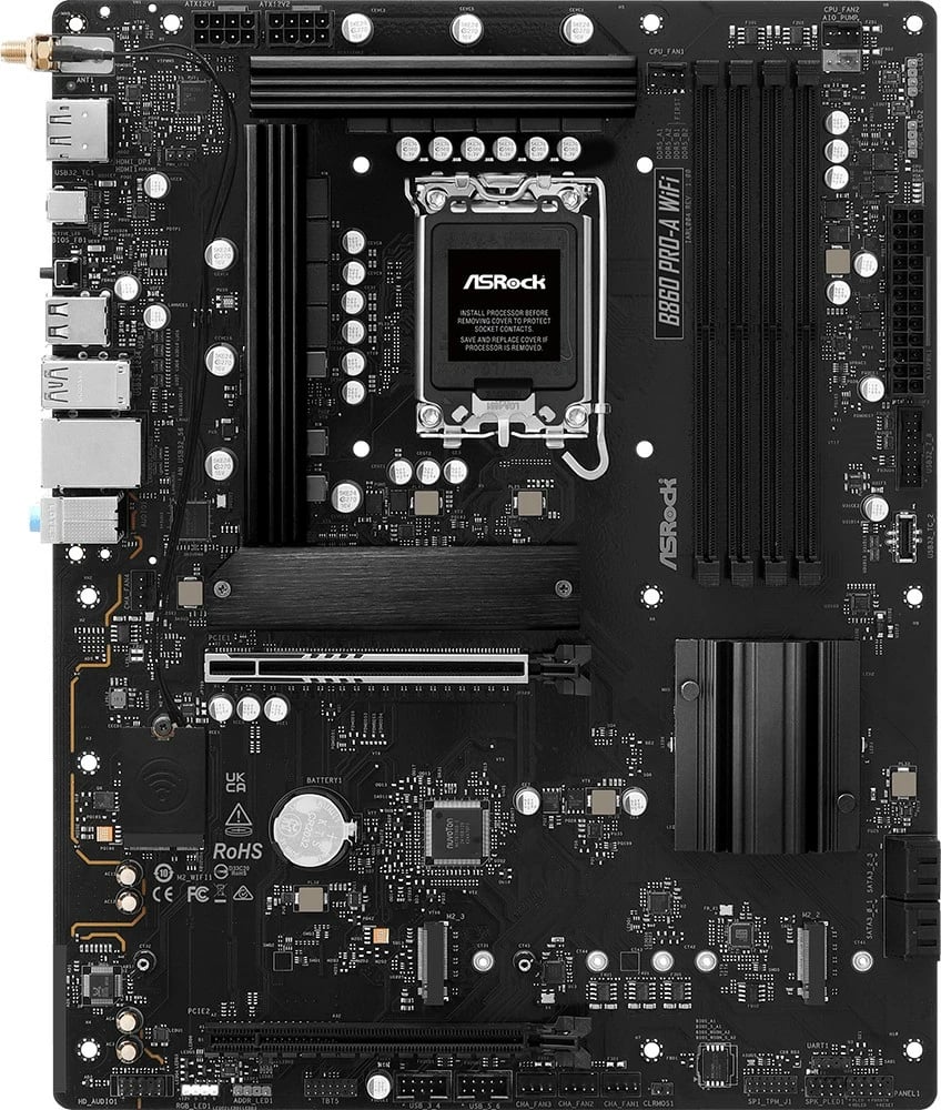 Pllakë amë ASRock B860 PRO-A WIFI, ATX, LGA1851, DDR5, WiFi 6E, e zezë