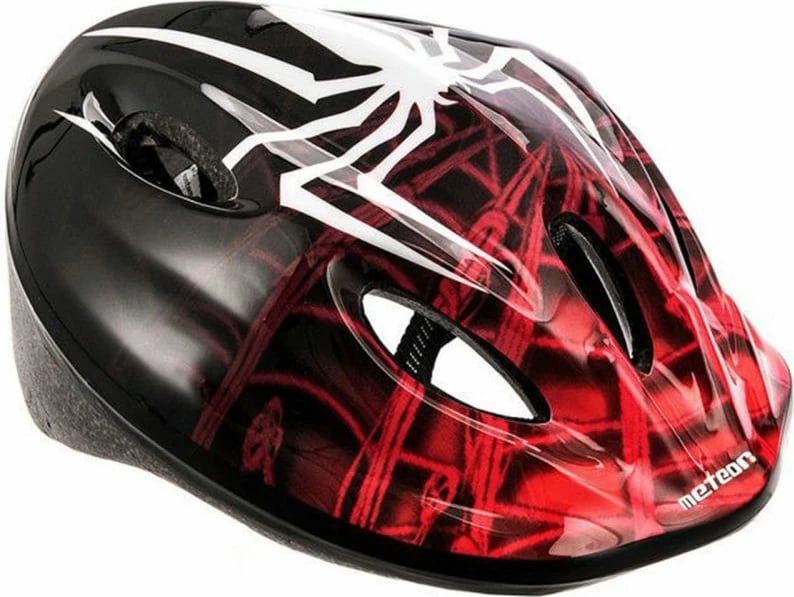 Helmetë biçiklete për fëmijë Meteor, e zezë e kuqe