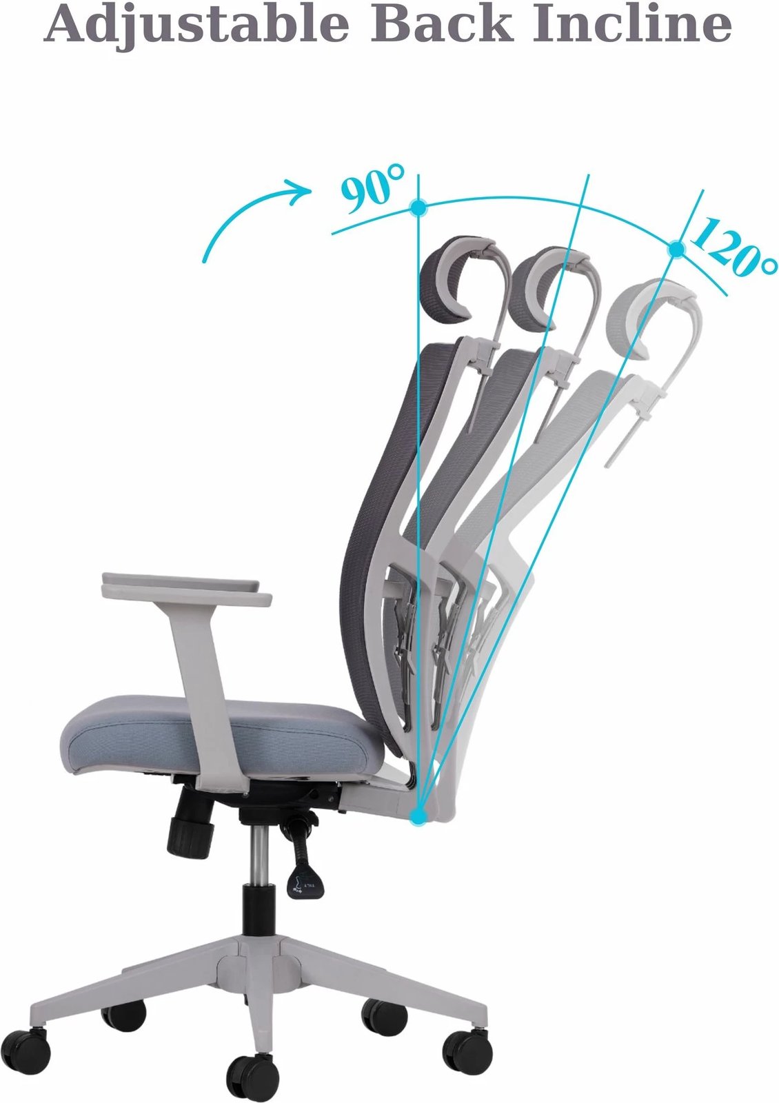 Karrige zyre ergonomike, ngjyrë gri, Skye Decor, 126 cm