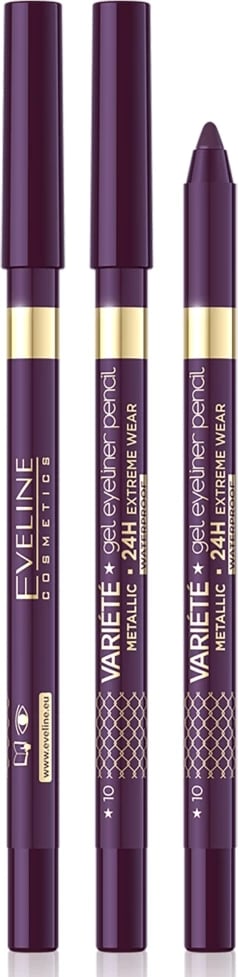 Laps për sy Eveline Cosmetics Waterproof Gel Eye Pencil 10 Aubergine, 1 copë