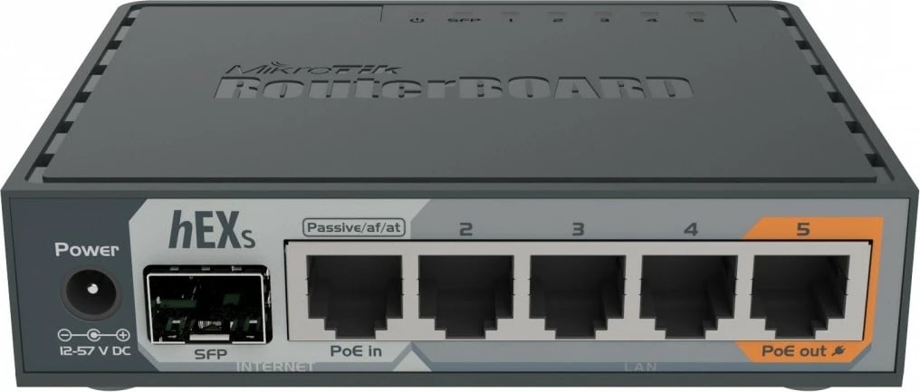 Router Mikrotik RB760iGS hEX S, 5 porte Gigabit Ethernet, SFP, PoE, i zi