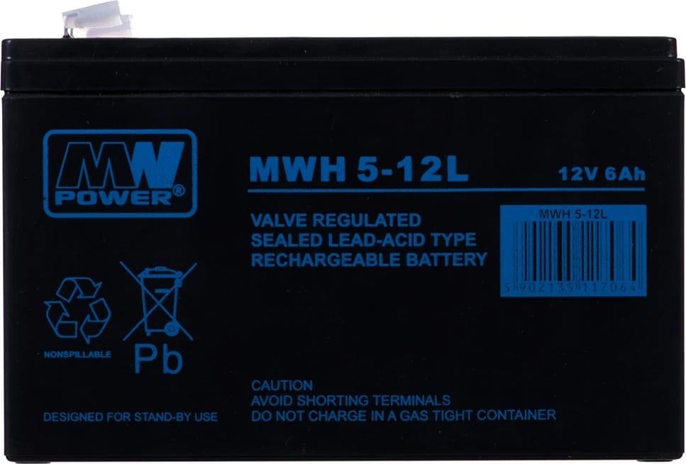 Bateri MPL POWER ELEKTRO MWH 5-12L, 12 V, 6 Ah, E zezë