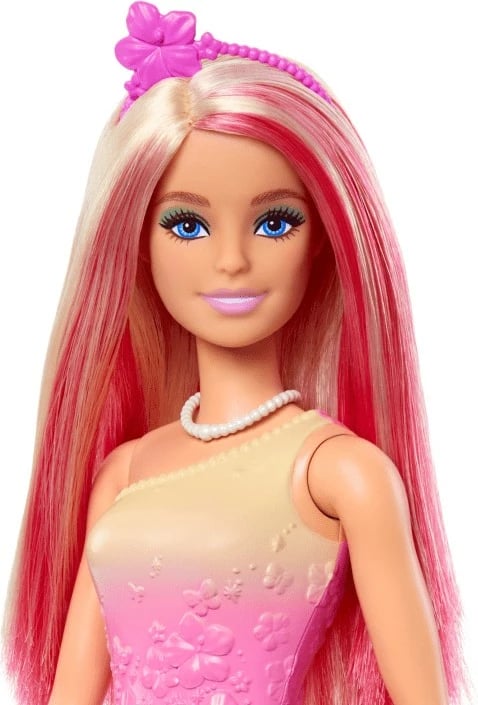 Kukull Barbie Princeshë Mattel HRR07/HRR08, flokë të gjatë rozë-blond, me aksesorë