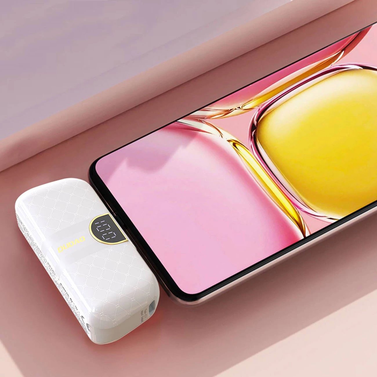 Powerbank Dudao K20SL, 5000 mAh, Lightning/USB-C, Bardhë
