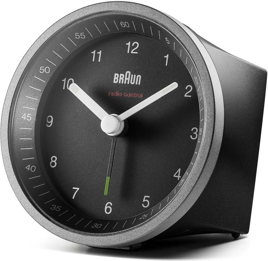 Alarm Braun BC07SB-DCF, analog, radio kontroll, zi e argjendtë