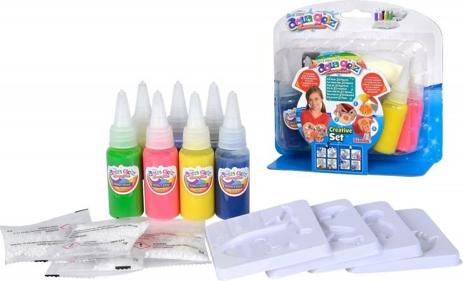 Set kreativ Aqua Gelz Simba, 7 ngjyra, 4 forma, multicolor