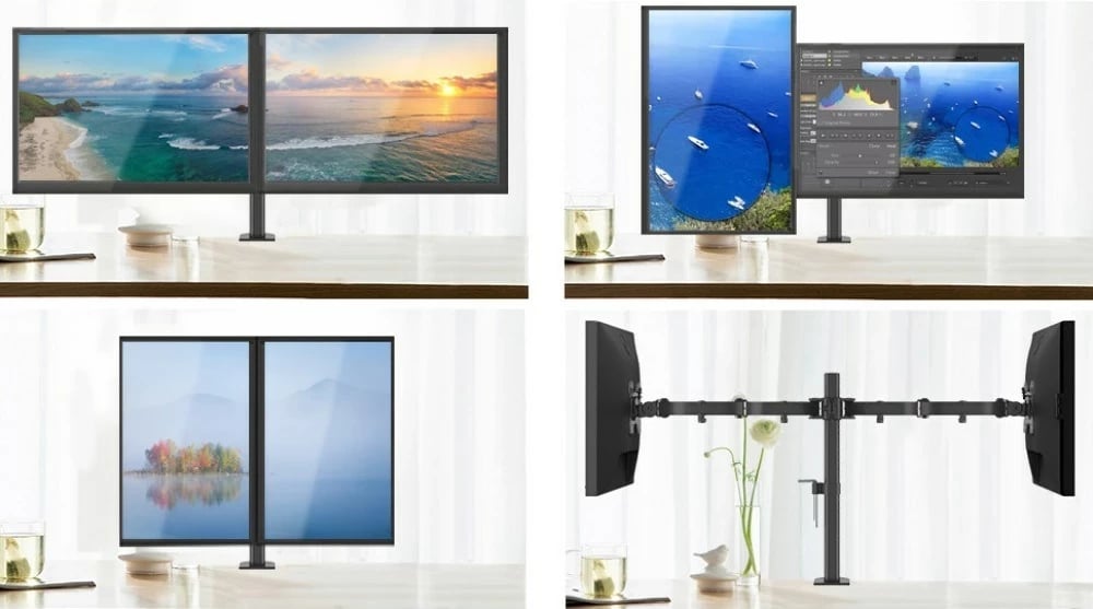 Mbajtës tavoline për 2 monitorë Techly ICA-LCD 482-D, 13-27", i zi