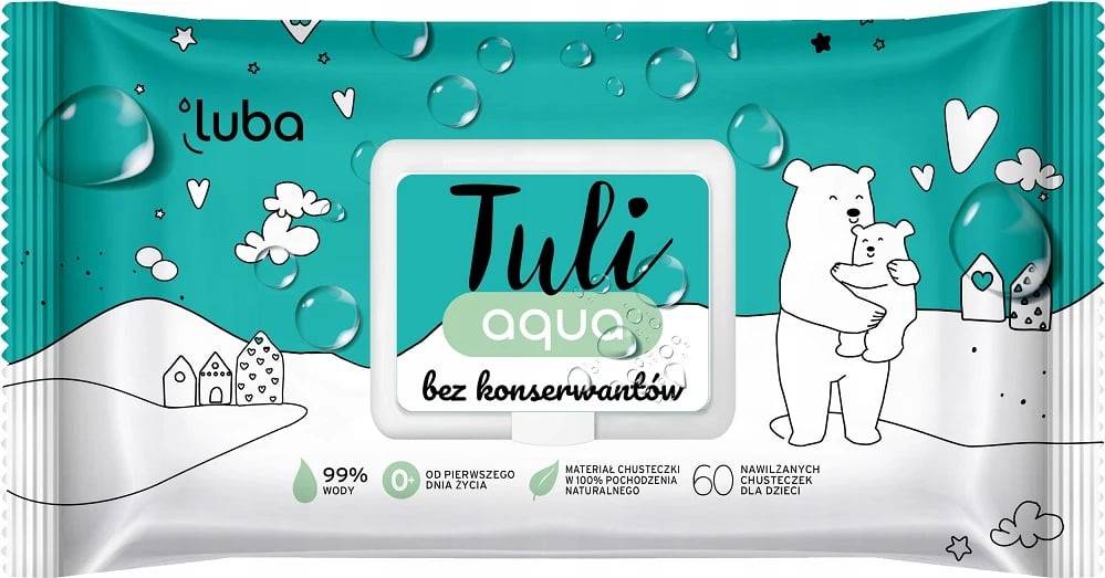 Lecka të lagura për fëmijë Luba Tuli Aqua Moist, 60 copë