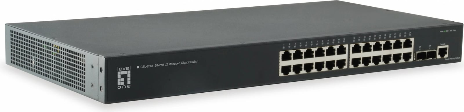 Switch LevelOne KILBY 26-Port L2 Managed Gigabit, 2 x 10GbE SFP+, Rack mounting