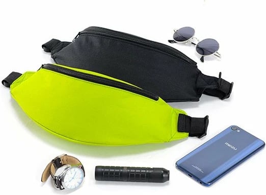 Çantë beli Hurtel për vrapim dhe aktivitete të jashtme, Canvas, e zezë