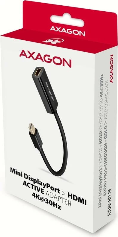 Adapter aktiv AXAGON RVDM-HI14N Mini DisplayPort në HDMI, 4K/30Hz, i zi
