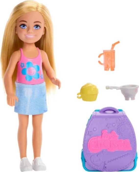 Set lodër Barbie Chelsea me çantë shpine dhe aksesorë, Mattel JBF46, për vajza