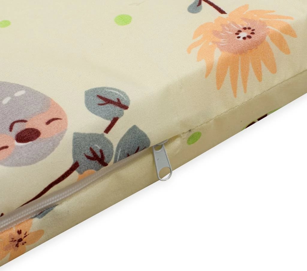 Dyshek shkumë për bebe, New Baby, BASIC, 120x60x5 cm, mbulesë poliestër e heqshme, print ZOO, e verdhë