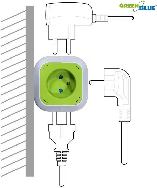 Prizë shumëdaljeshe GreenBlue MagicCube GB118, 4 dalje, 2 porta USB, 1.4m, bardhë/jeshile