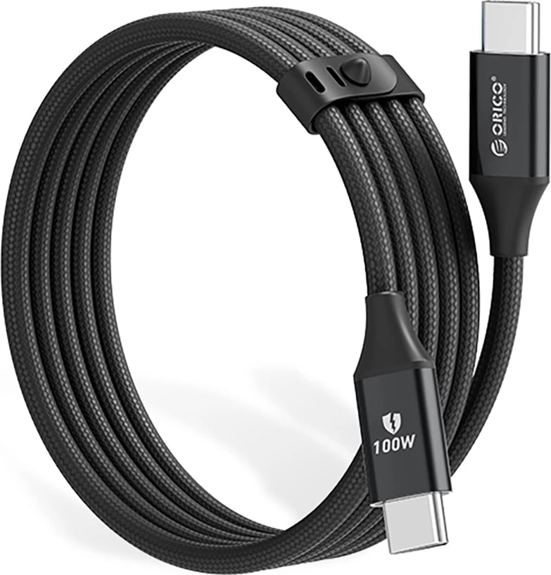 Kabllo Orico CDX USB-C në USB-C, 1m, 100W, 5A, e zezë