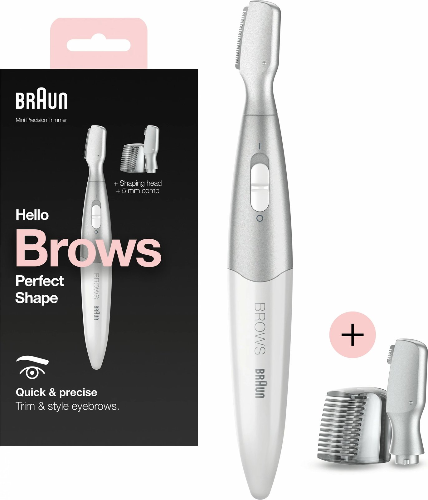 Trimmer Braun Silk-pil FG 1106, pa kabllo, për vetulla, ngjyrë argjendi