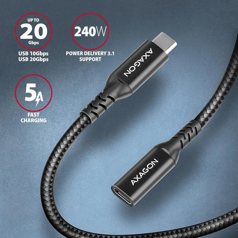 Kabllo USB AXAGON BUCM32-CF15AB, USB 3.2 Gen 2x2, 1.5 m, E zezë