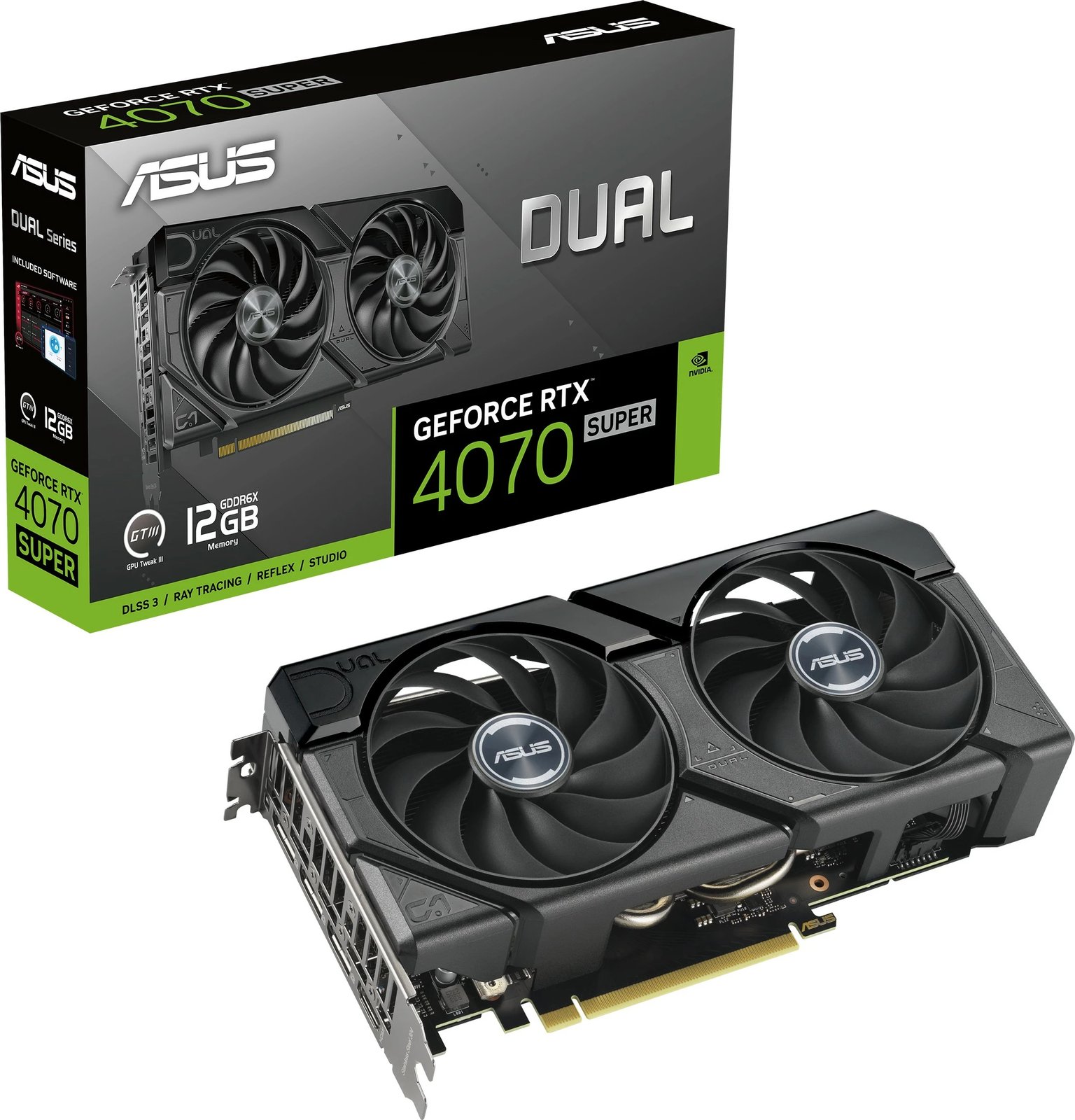 Kartelë grafike ASUS Dual GeForce RTX 4070 SUPER EVO, 12 GB, GDDR6X, PCI Express 4.0