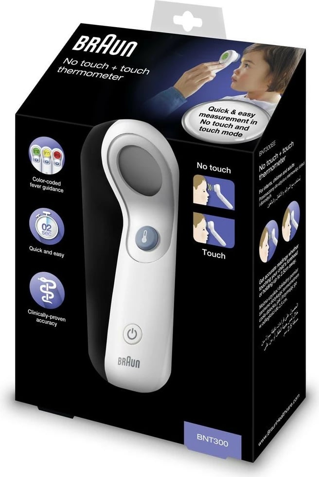 Termometër Braun BNT300WE, sensor i largët, i bardhë, balli