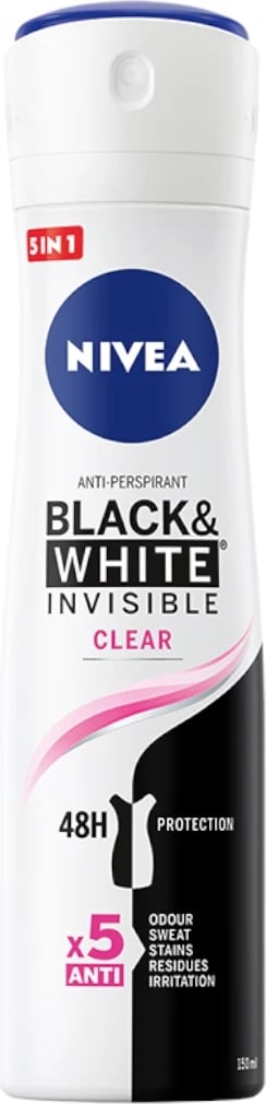 Deodorant spray për femra Nivea Black&White Invisible Clear 150ml